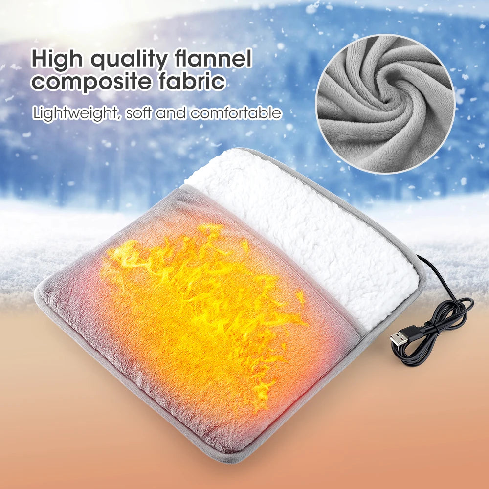 High-quality USB heating foot warmer made of flannel composite fabric, lightweight, soft, and comfortable for winter use.