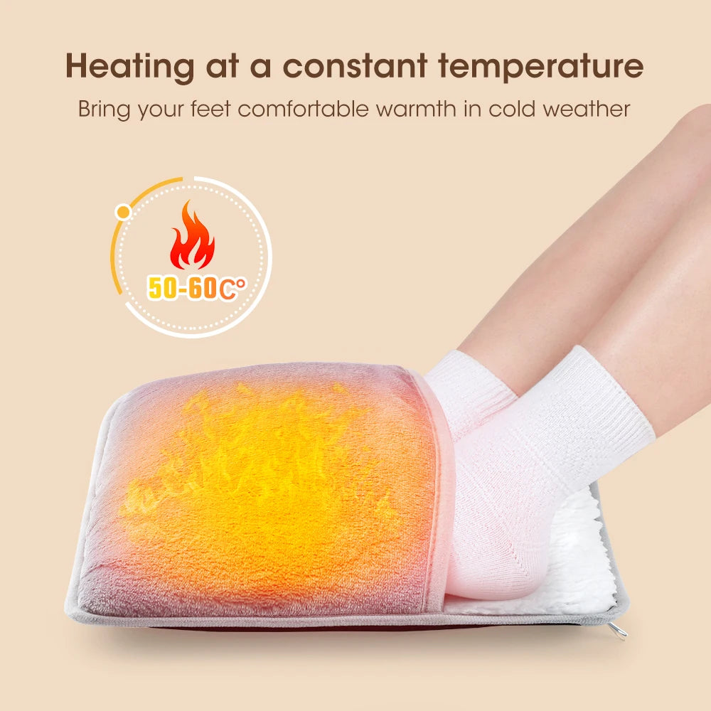 USB heating foot warmer providing comfortable warmth at a constant temperature of 50-60°C, perfect for cold weather.